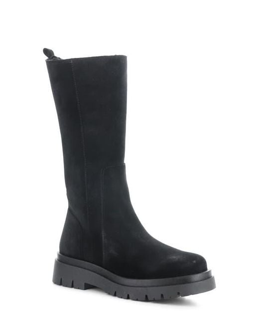 Bos. & Co. Black Suede Wool-Lined Platform Boots