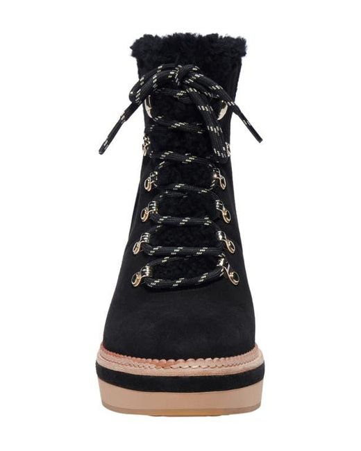 Kate Spade Blue Willow Genuine Shearling Wedge Bootie