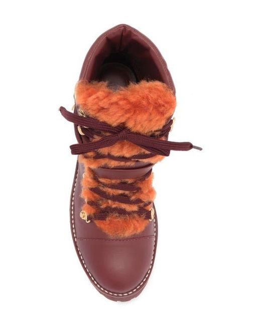 Cult Gaia Red Paola Faux Shearling Boot