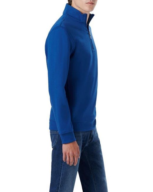 Bugatchi Blue Reversible Knit Quarter Zip Pullover for men