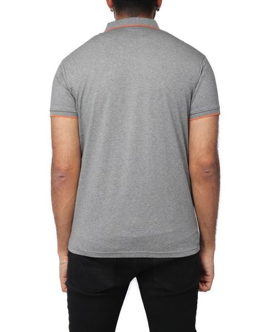 Xray Jeans Gray Pipe Trim Cotton Knit Polo for men