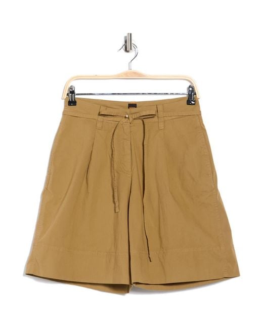 Boss Natural Tara Belted Stretch Cotton Shorts