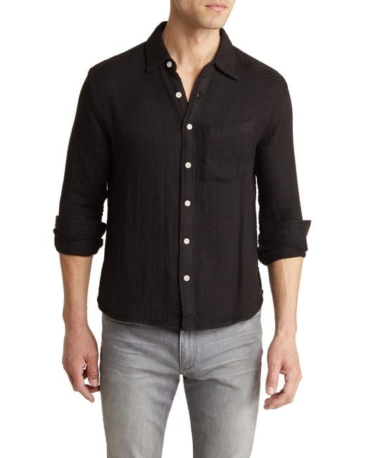 Corridor NYC Black Solid Cotton Button-up Shirt for men