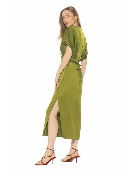 Alexia Admor Women's Green Sylvi Draped Sleeve Midi Dress - benaras.co