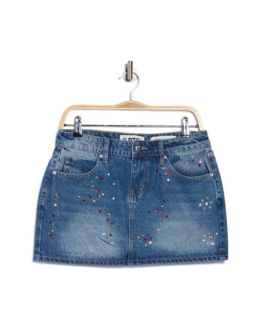 PTCL Blue Studded Denim Miniskirt