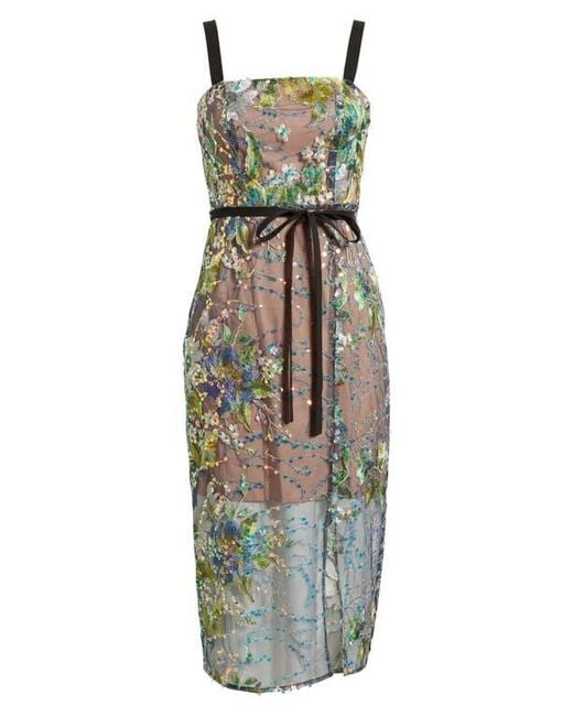 Sam Edelman Embroidered Floral Sequin Cocktail Dress | Lyst
