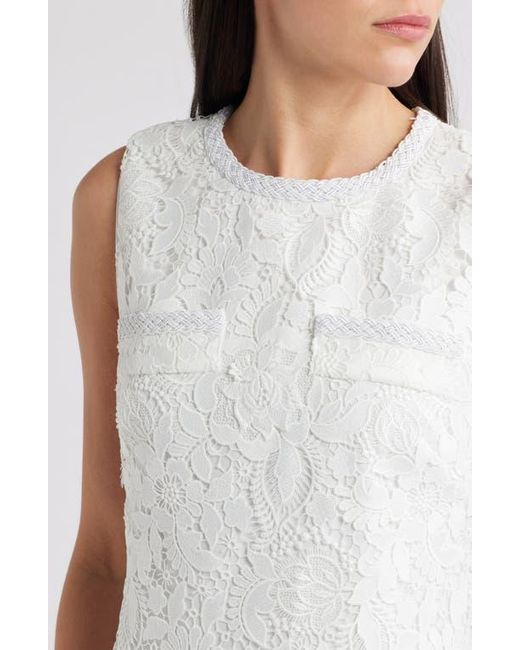 MILLY Women's White Garden Lace Sleeveless Minidress