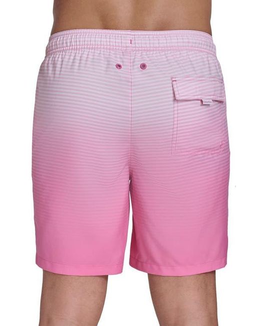 Calvin Klein Pink Graphite Stripe Core Volley Swim Trunks for men