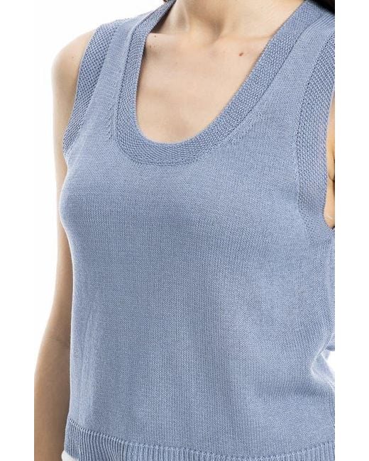 Max Studio Blue Knit Shell Top