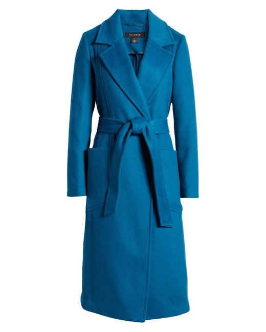 Halogen Belted Wool Blend Coat In Teal Sapphire At Nordstrom Rack