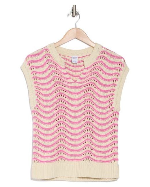 Melrose and Market Red Split Neck Sleeveless Sweater