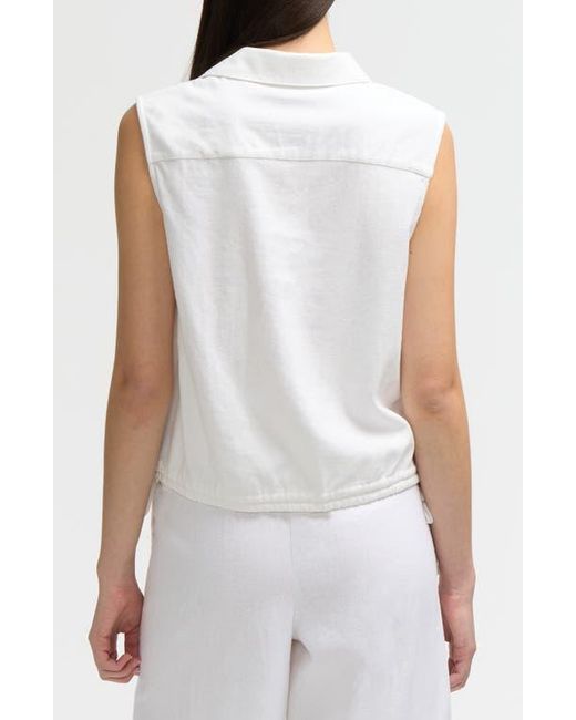NVLT White Sleeveless Drawstring Hem Top