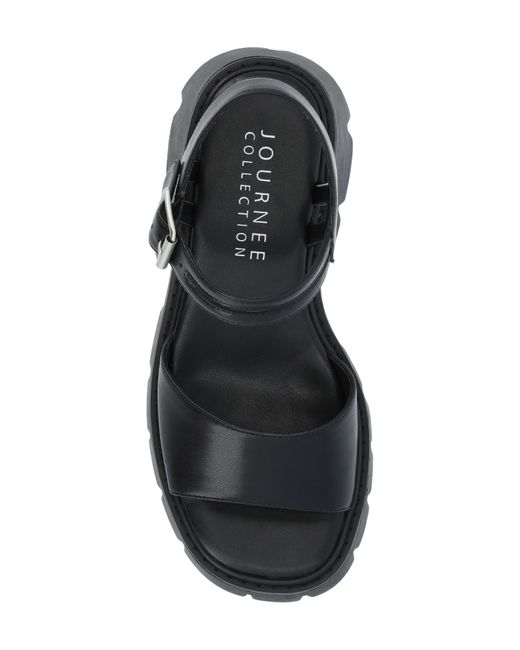 Journee Collection Black Lug Platform Sandal