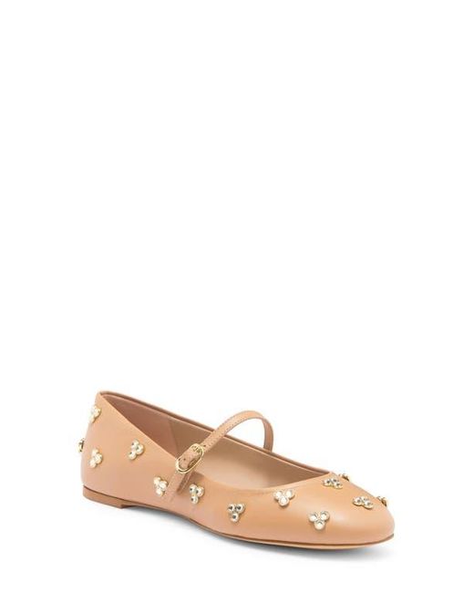 Stuart Weitzman Natural Tammy Crystal Mary Jane Flat