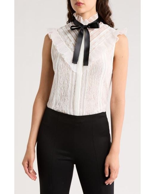 Alice + Olivia Natural Rheba Lace Top
