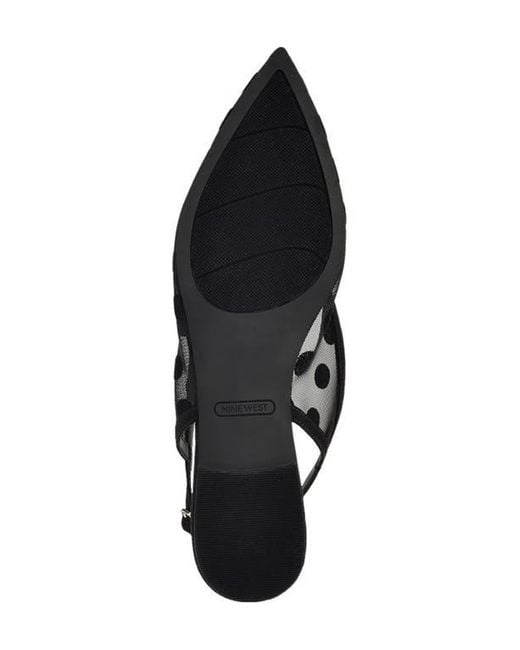 Nine West Black Brin Mesh Slingback Flat
