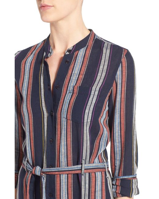 AG Jeans Multicolor 'jett' Cotton & Linen Shirtdress