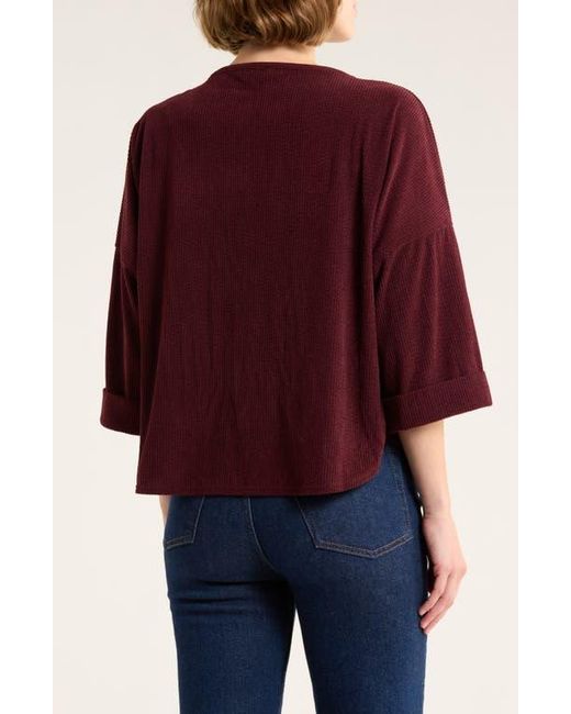 Max Studio Red Long Sleeve Knit Corduroy Top