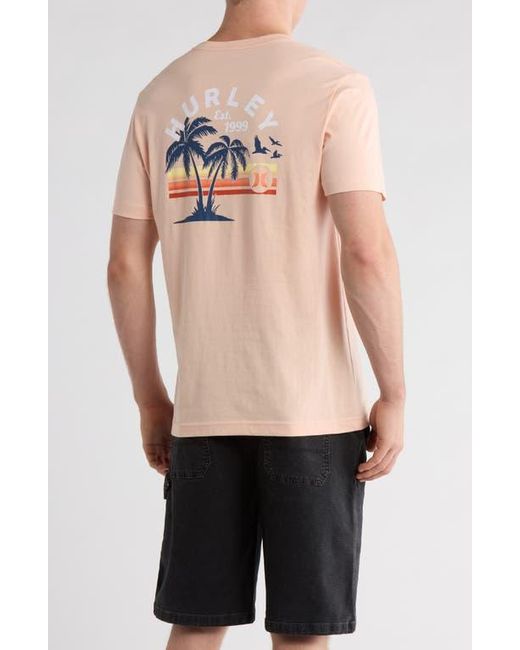 Hurley Pink Stripey Sunrise Cotton Graphic T-Shirt for men