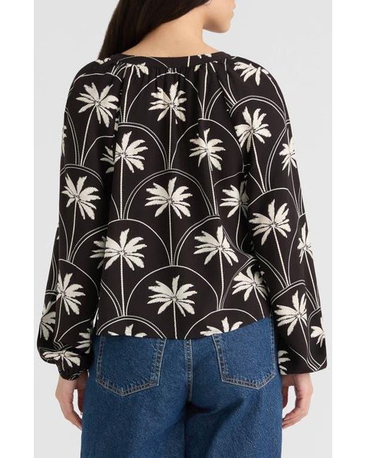 NVLT Black Split Neck Challis Top
