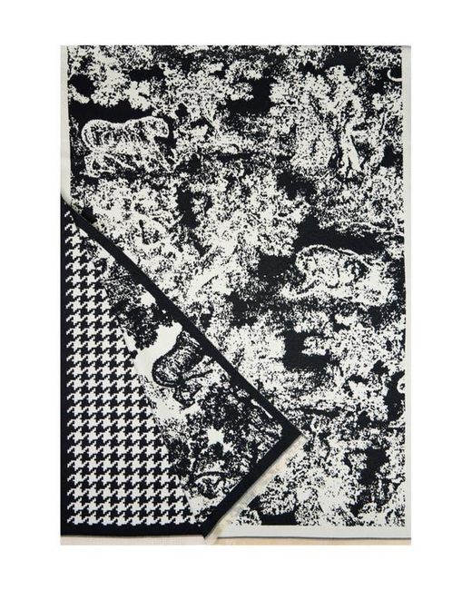 Saachi White Reversible Houndstooth Print Scarf