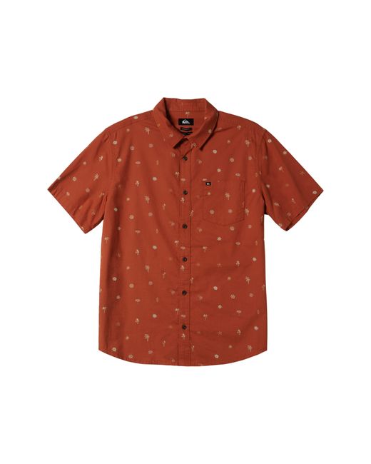 Quiksilver Red Heat Wave Short Sleeve Button-up Shirt for men