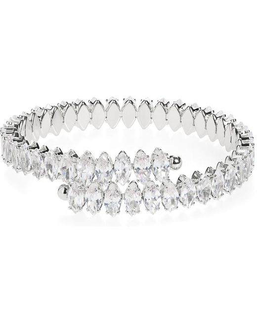 Natasha Couture Metallic Cubic Zirconia Stone Cuff Bracelet