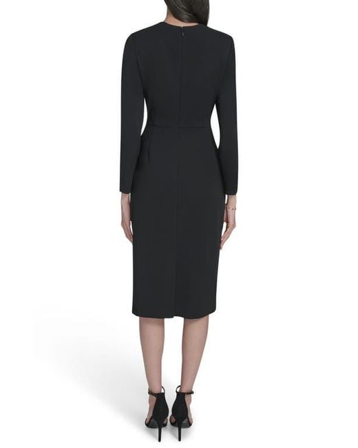 Calvin Klein Black Stretch Crepe Midi Sheath Dress