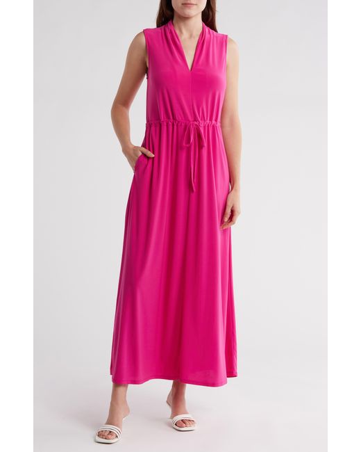 1.STATE Pink V-neck Drawstring Waist Dress