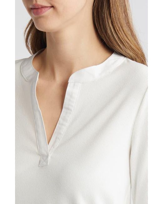 Wit & Wisdom White Split Neck Top