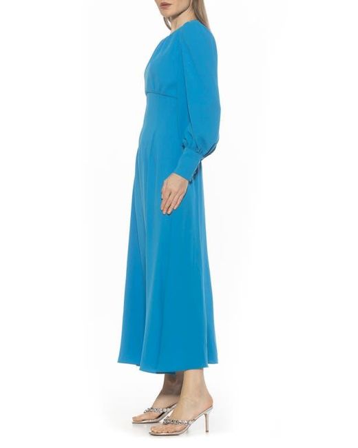 Alexia Admor Blue Yesenia Long Sleeve Empire Waist Maxi Dress