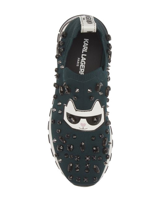 Karl Lagerfeld Blue Malna Embellished Slip-on Sneaker