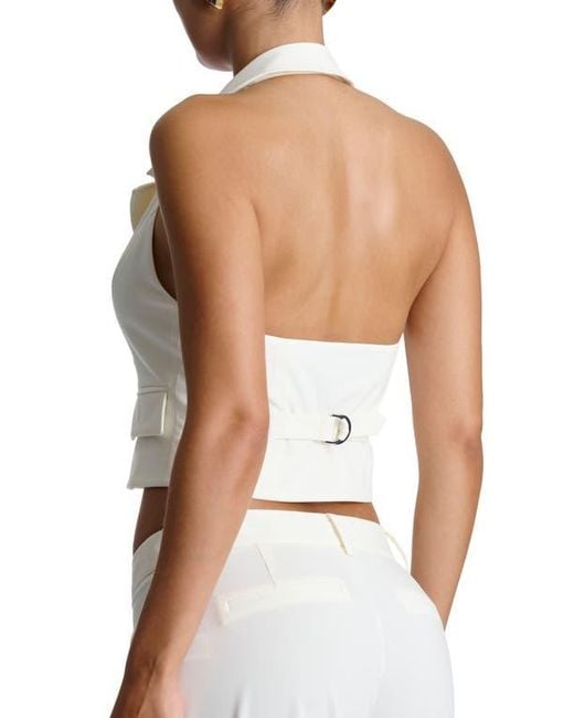 Naked Wardrobe White Halter Crop Vest