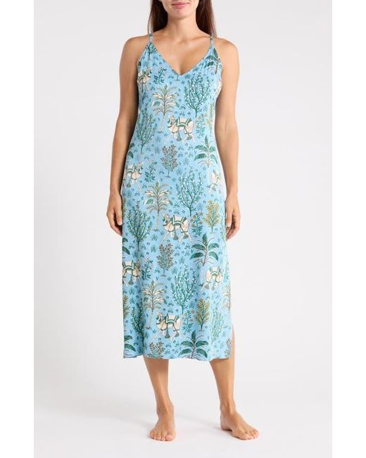 Printfresh Blue Eco Satin Nightgown