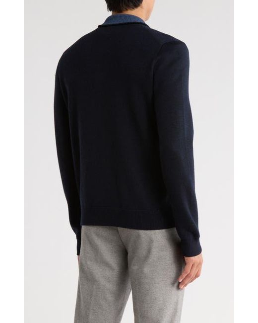 Bruno Magli Blue Merino Wool Button Jacket for men