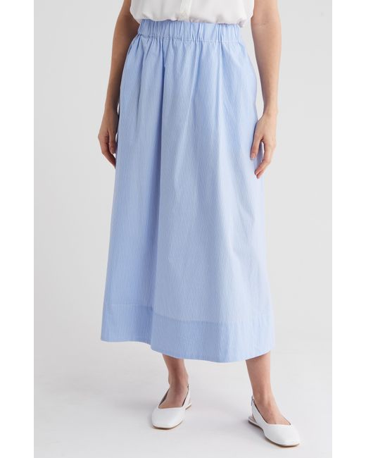Ellen Tracy Blue Cotton Poplin Skirt