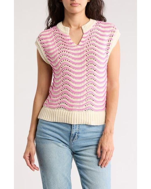 Melrose and Market Red Split Neck Sleeveless Sweater