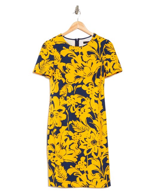 Trina Turk Yellow Zap Floral Short Sleeve Dress