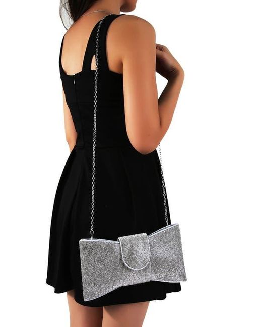 BERNESS Gray Rhinestone Bow Clutch