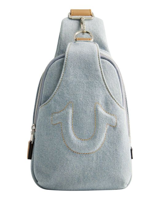 True Religion Blue Horseshoe Stitched Crossbody Bag