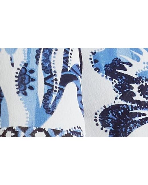 Vince Camuto Blue Batik Bird Oblong Scarf