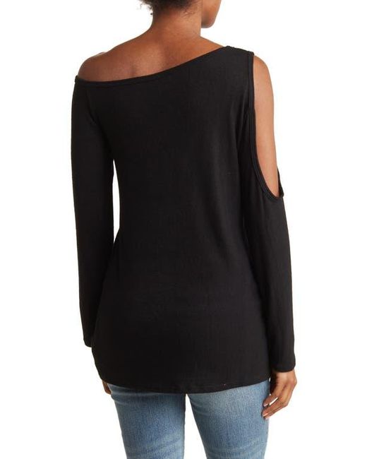 Go Couture Black Cold Shoulder Knit Top
