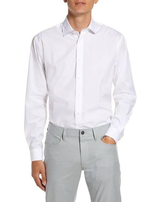 ALTON LANE White Mason Tailored Fit Check Stretch Button-up Shirt for men