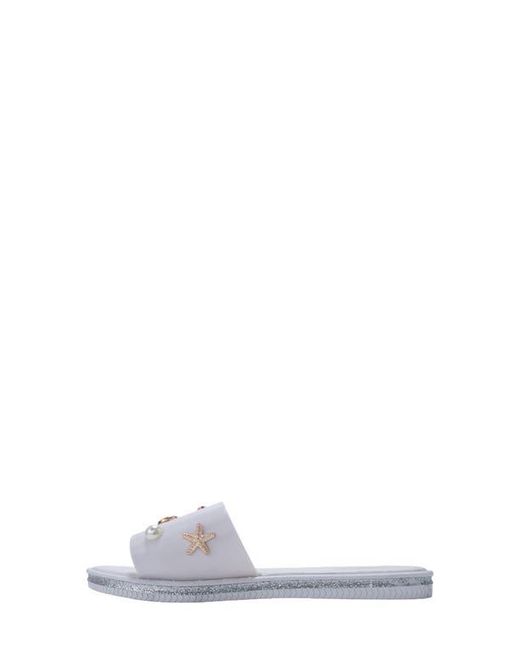 Bebe White Charm Slide Sandal