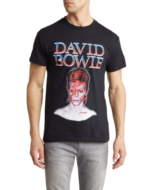 Merch Traffic Gray David Bowie Photo Graphic T-shirt for men