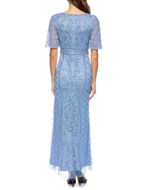 Marina Blue Bead Embellished Gown