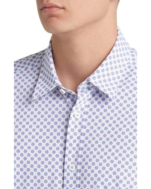 Boss White Liam Regular Fit Geometric Print Button-Up Shirt for men