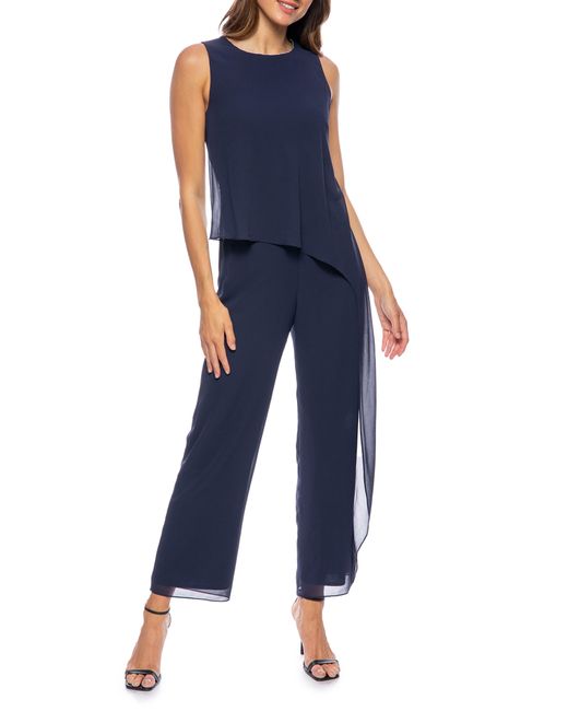 Marina Blue Sleeveless Jersey Jumpsuit