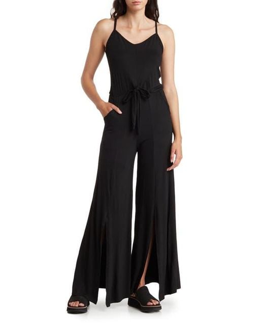 Go Couture Black Tie Front Wide Leg Jumpsuit