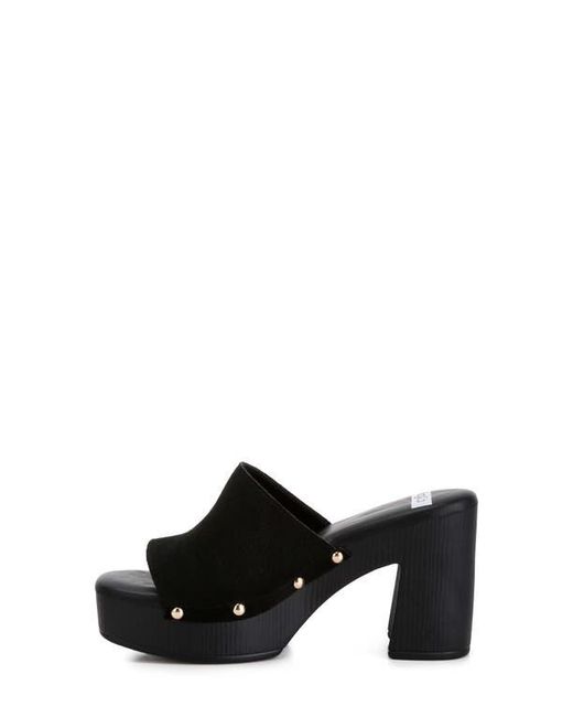 Rag & Co Black Cartera Suede Stud Mule